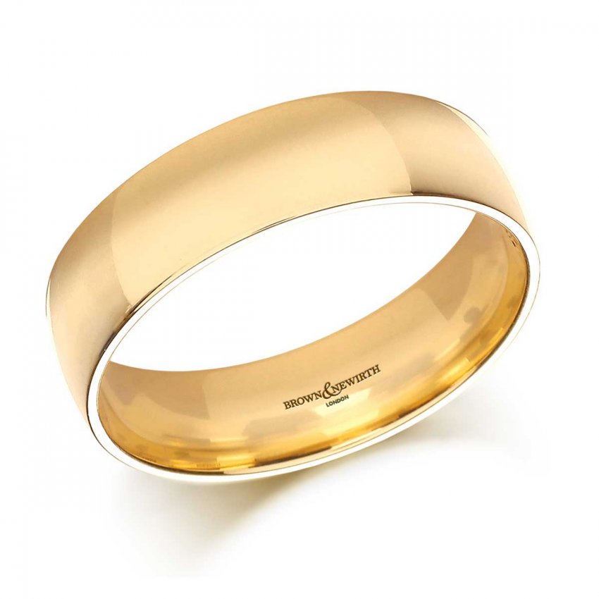 Brown And Newirth 6mm Lightweight Court Mens 18ct Yellow Gold Wedding Ring Jewellery From 3184