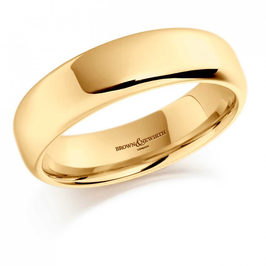 Brown And Newirth 6mm Softened Flat Court Wedding Ring In 18ct Yellow Gold Jewellery From 7833