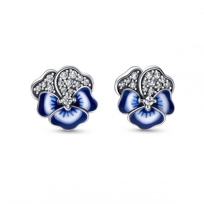 Pandora Pandora Blue Pansy Flower Stud Earrings