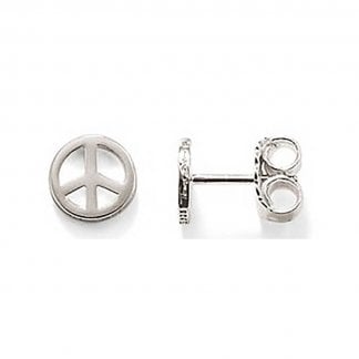 Silver V-Sign Stud Earrings